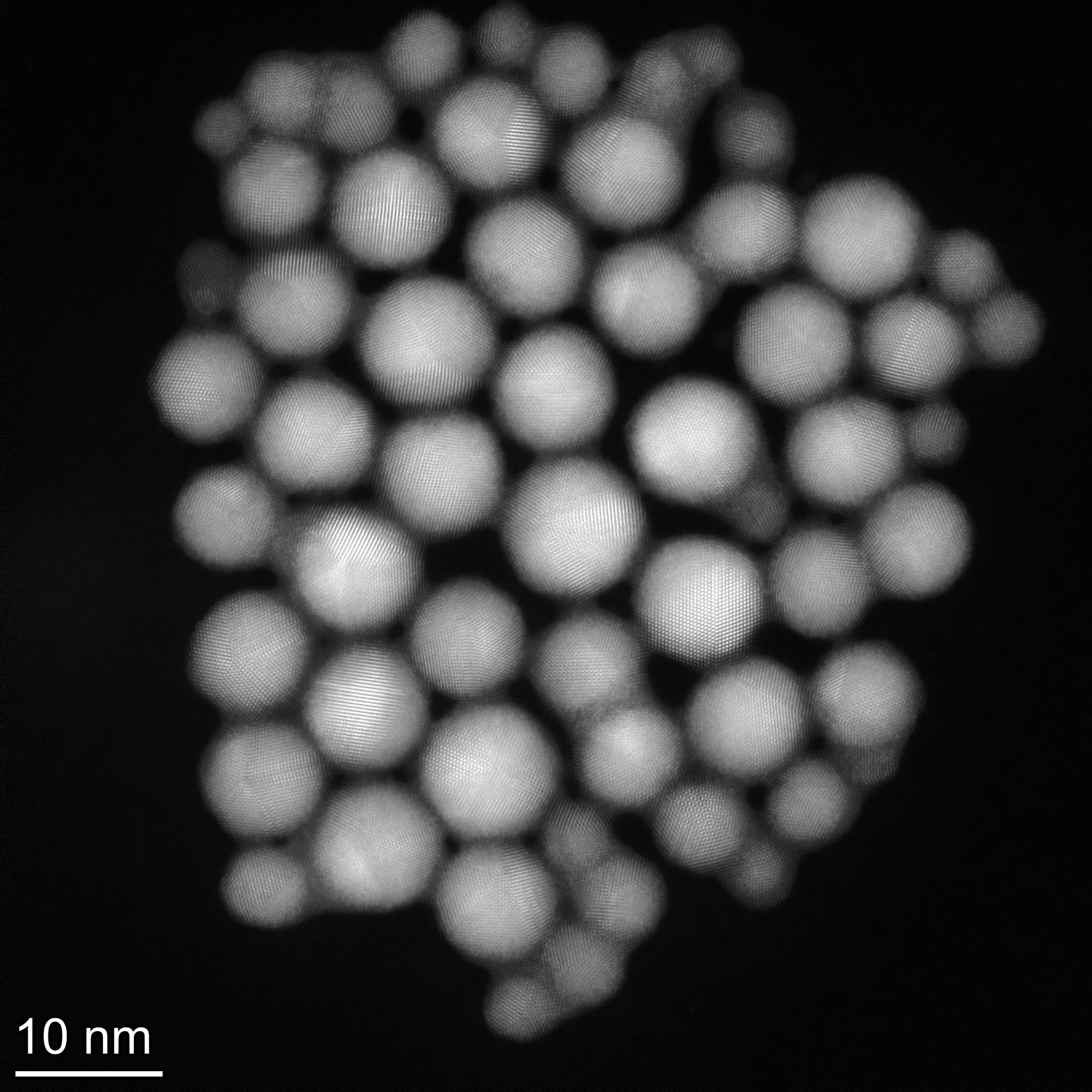 Au60Pd40纳米合金的HR-HAADF-STEM图